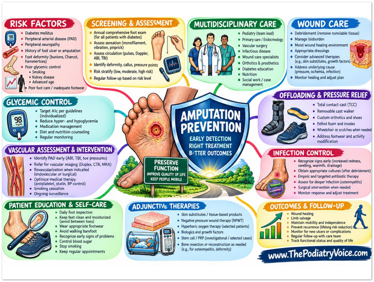 Amputation Prevention patient education infographic poster, full design view