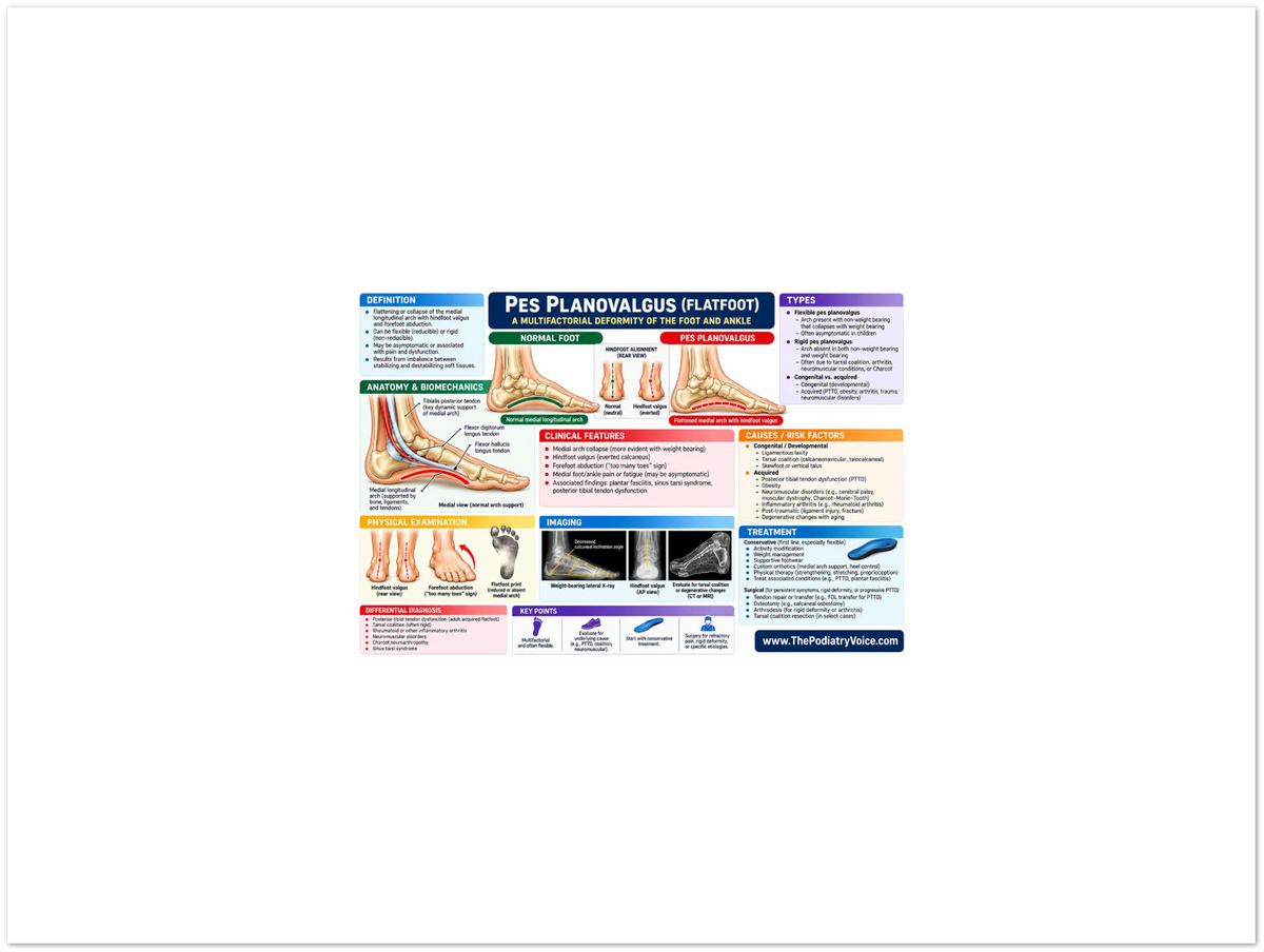 Pes Planovalgus patient education infographic poster, full design view