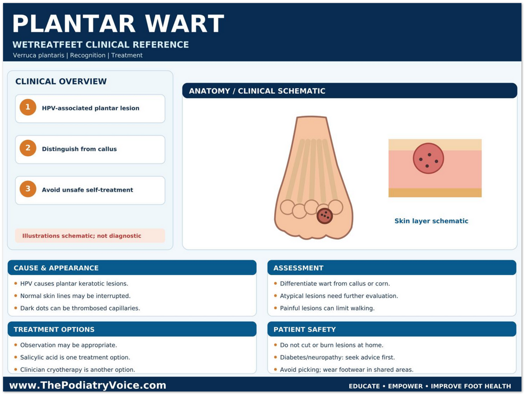 Plantar Wart Clinical Reference patient education infographic poster, full design view