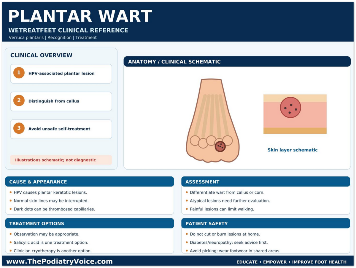 Plantar Wart Clinical Reference patient education infographic poster, full design view