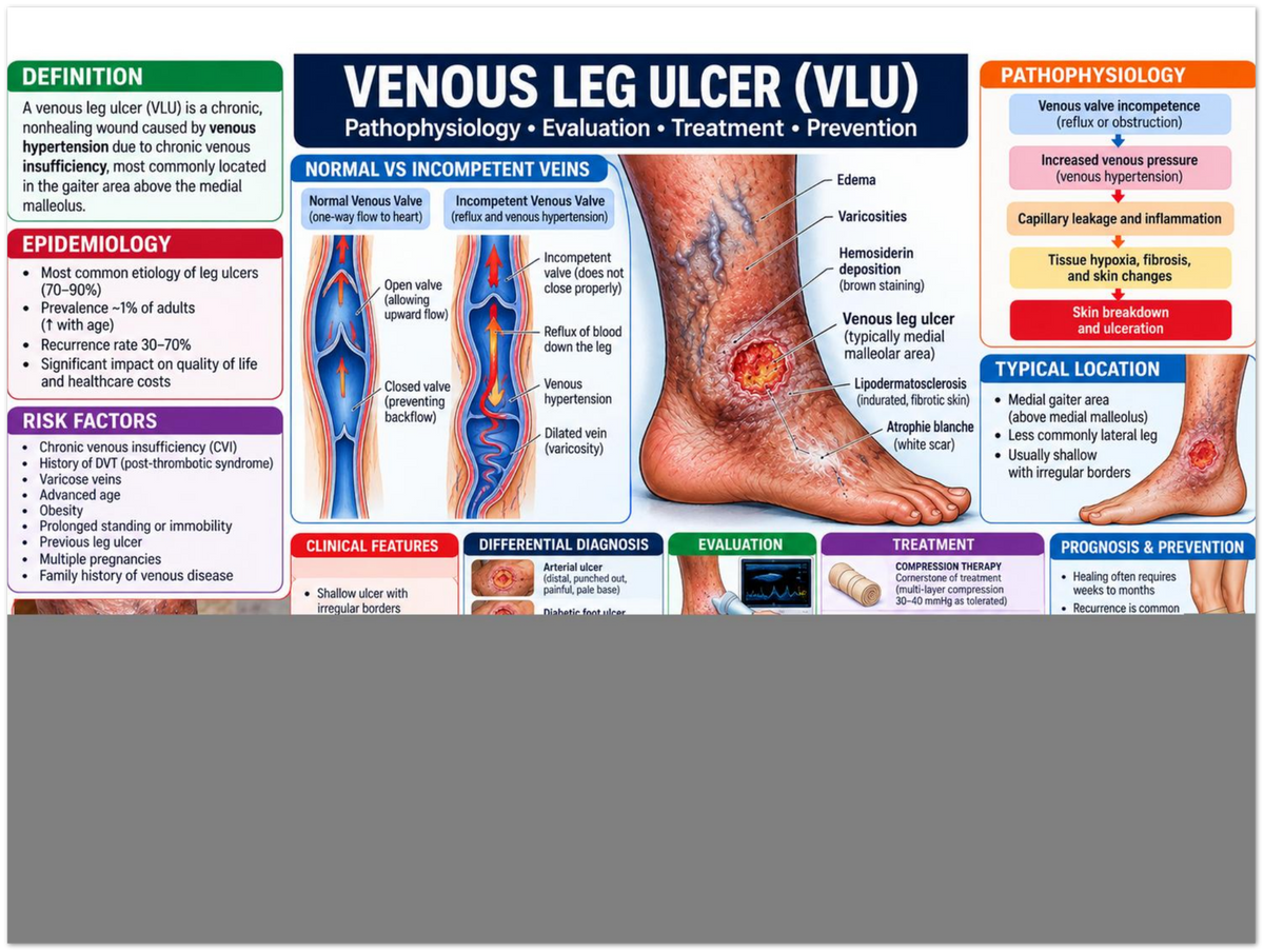 Venous Leg Ulcer patient education infographic poster, full design view