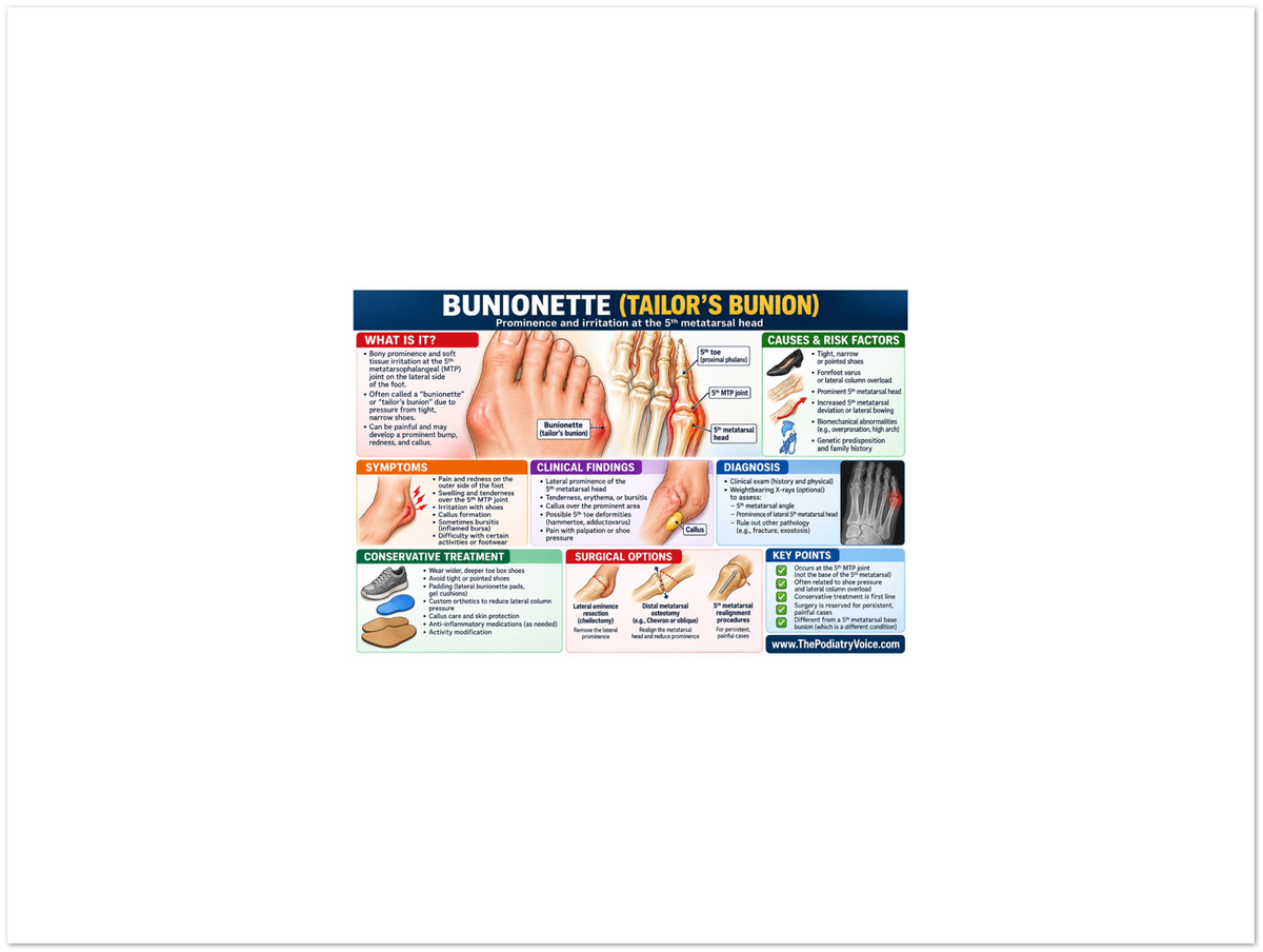 Bunionette patient education infographic poster, full design view