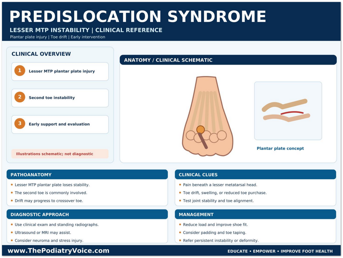 Predislocation Syndrome Clinical Reference poster anatomical illustration detail for podiatry clinics