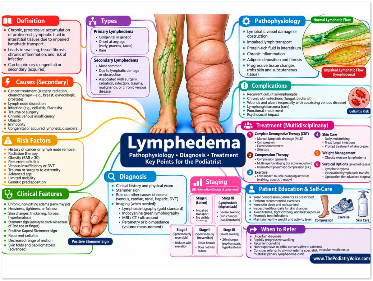 Lymphedema poster anatomical illustration detail for podiatry clinics