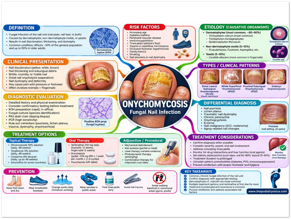 Onychomycosis poster anatomical illustration detail for podiatry clinics