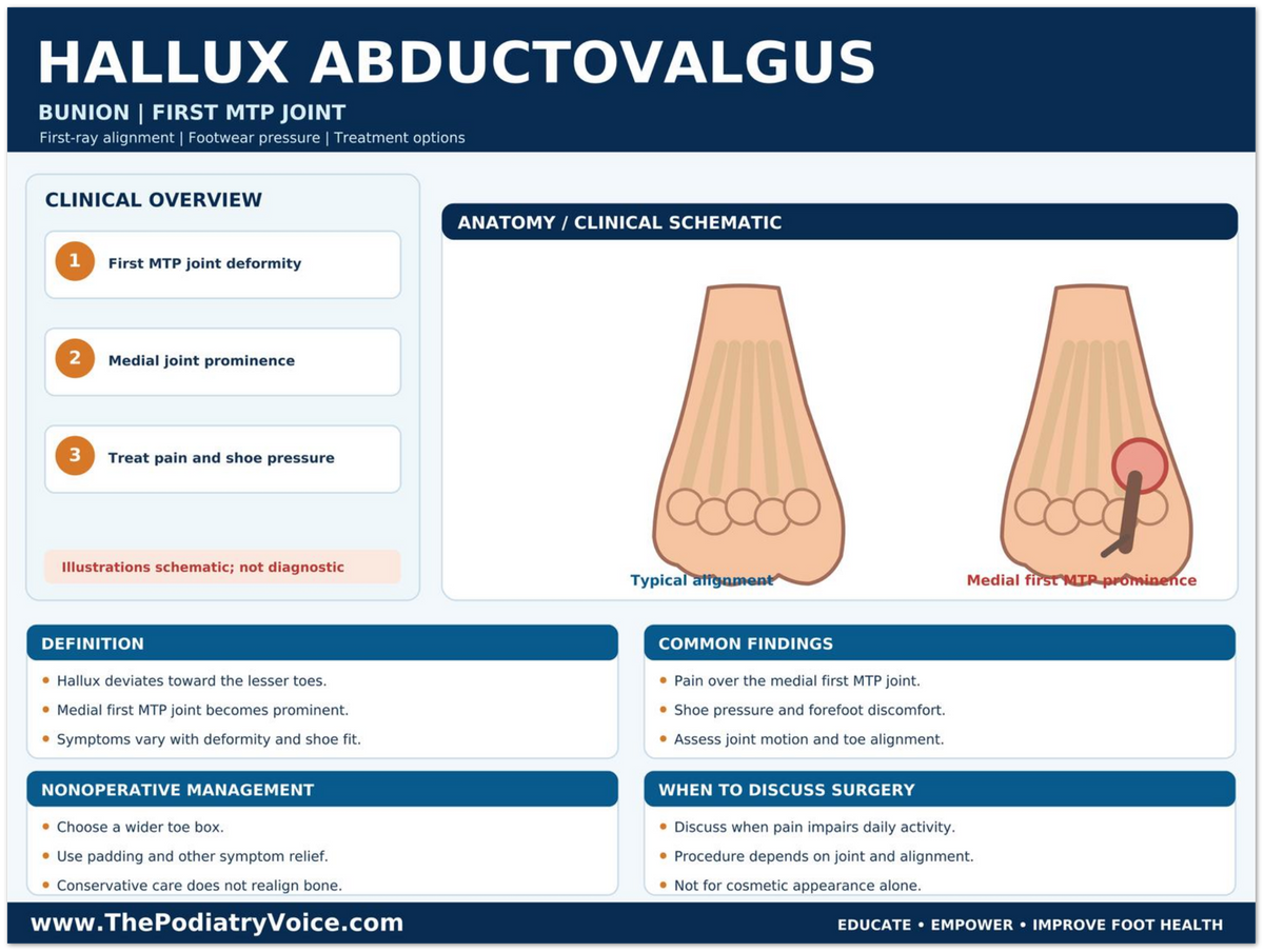 Hallux Abductovalgus patient education infographic poster, full design view