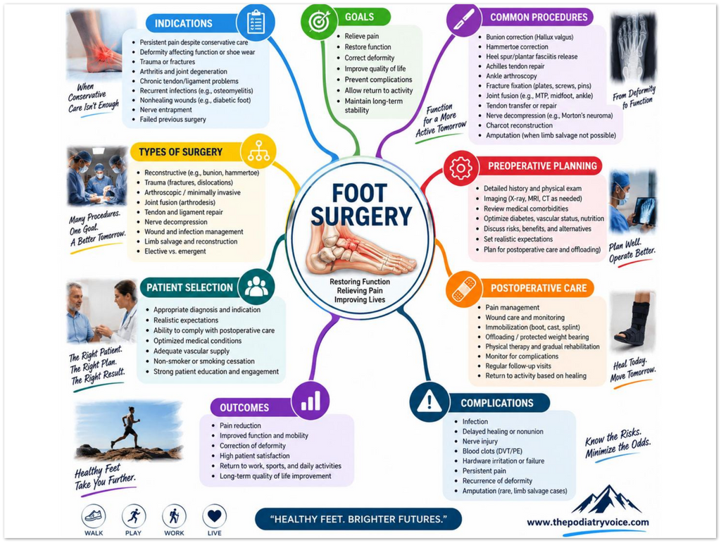 Foot Surgery poster anatomical illustration detail for podiatry clinics