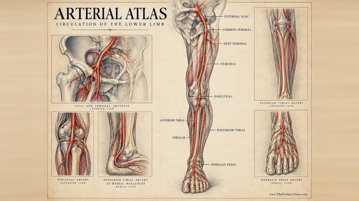 Arterial Atlas of the Lower Limb patient education poster for podiatry clinics