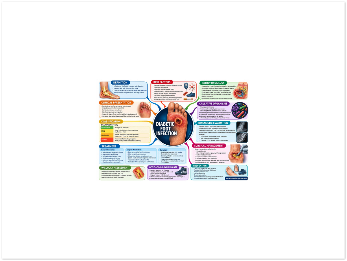 Diabetic Foot Infection patient education infographic poster, full design view