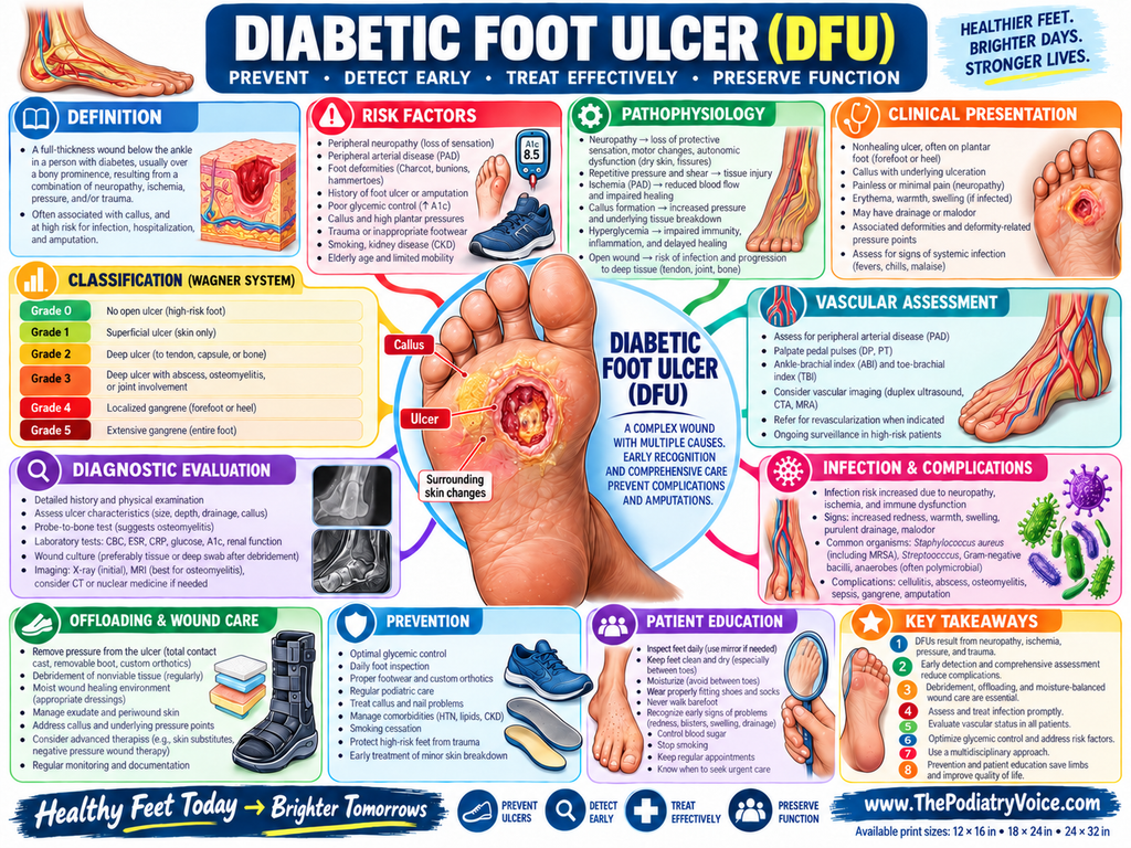Diabetic Foot Ulcer patient education poster for podiatry clinics
