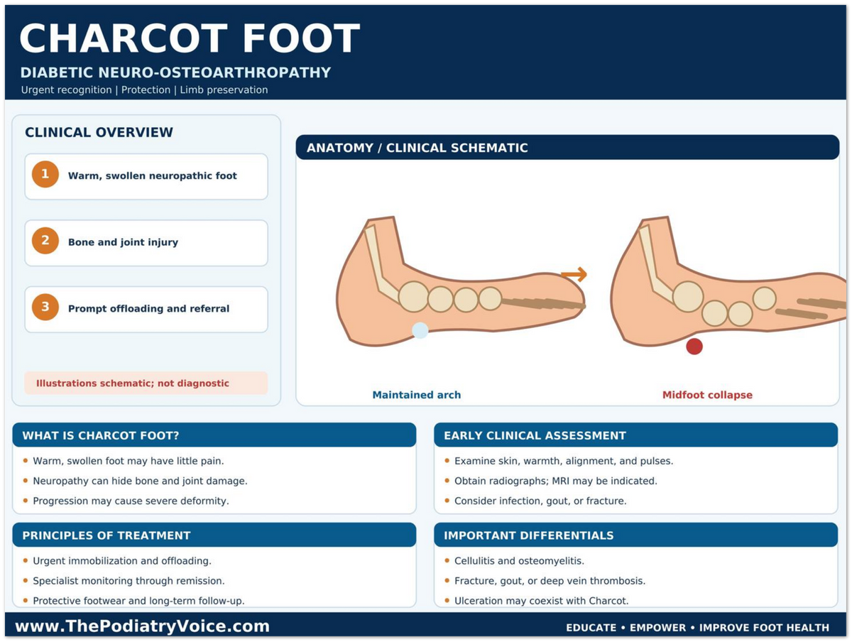 Charcot Foot poster anatomical illustration detail for podiatry clinics
