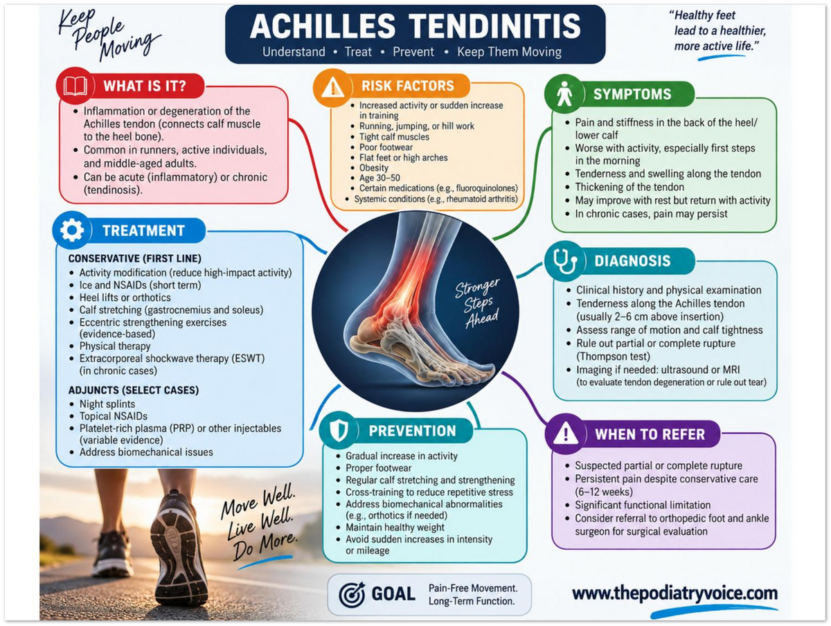 Achilles Tendinitis patient education infographic poster, full design view