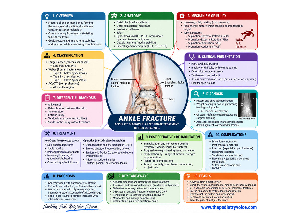 Ankle Fracture patient education poster for podiatry clinics