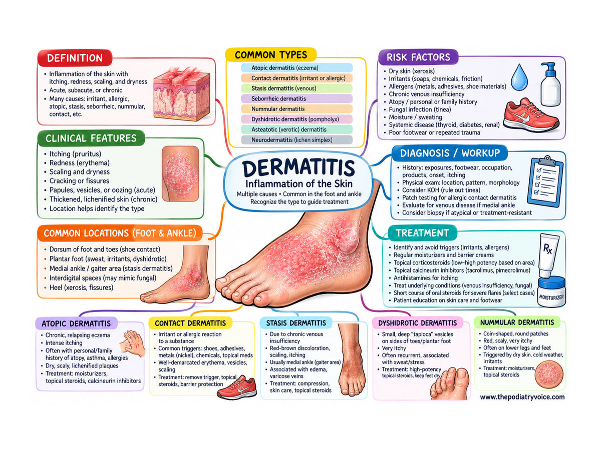 Foot & Ankle Dermatitis patient education poster for podiatry clinics
