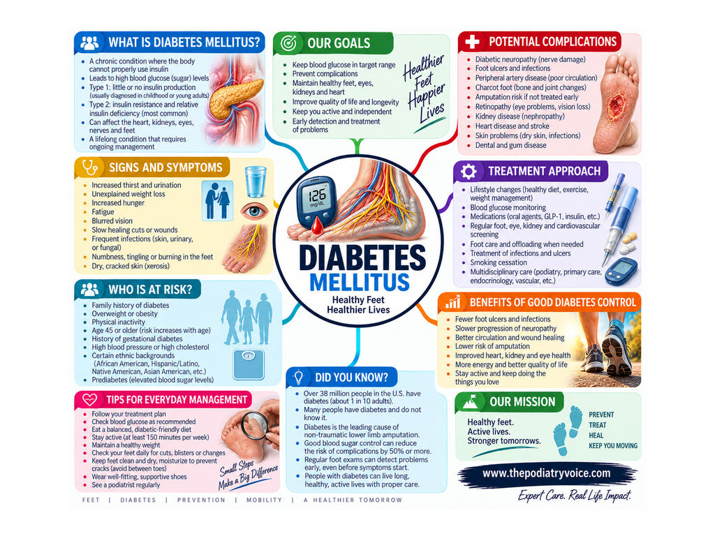 Diabetes & Foot Health patient education poster for podiatry clinics