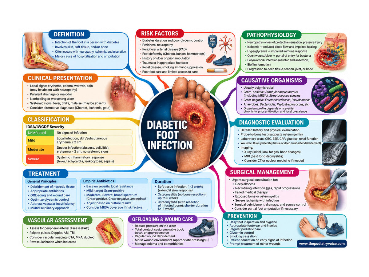 Diabetic Foot Infection patient education poster for podiatry clinics