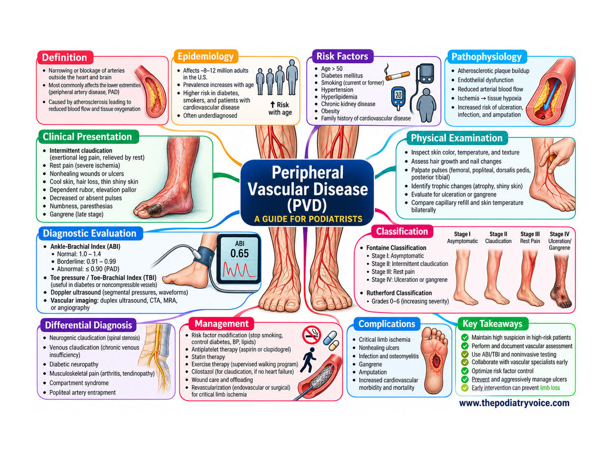 Peripheral Arterial Disease patient education poster for podiatry clinics
