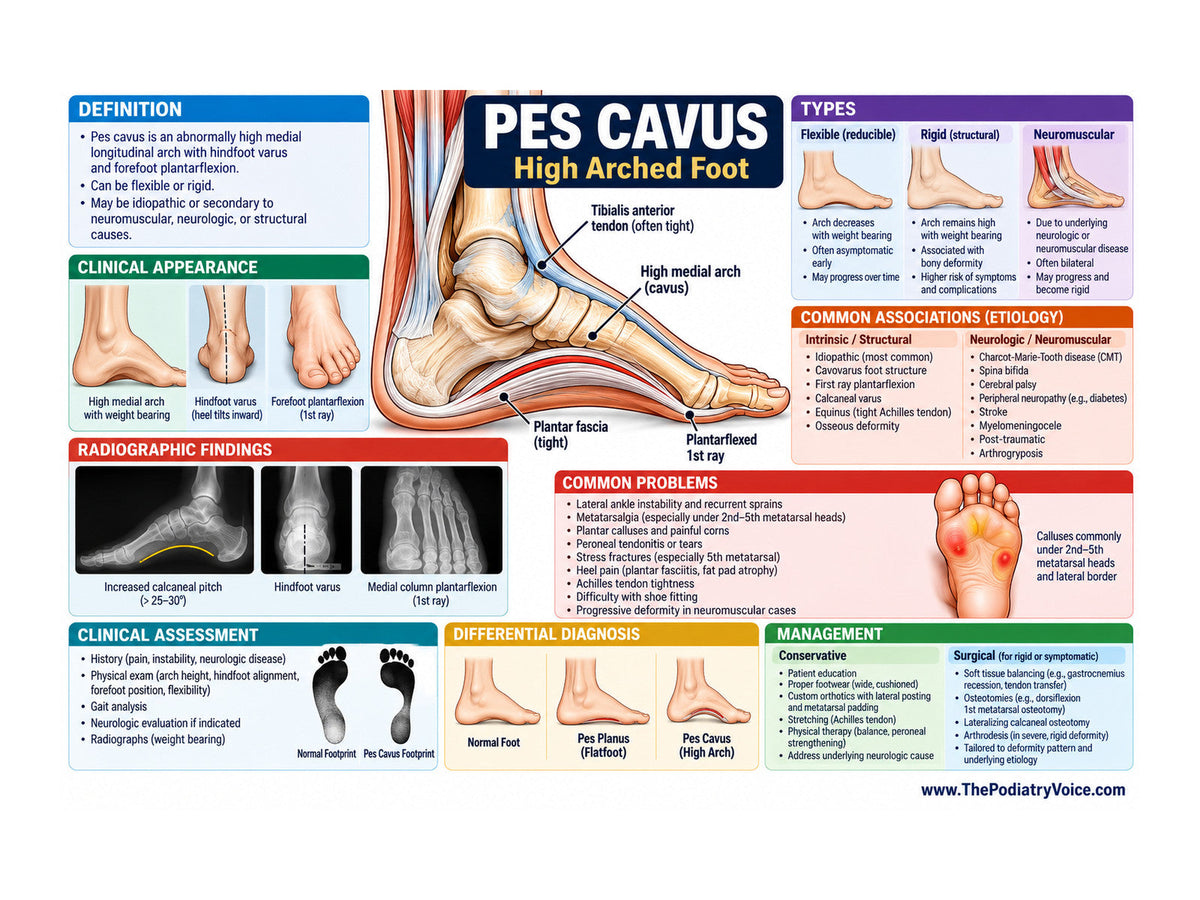 Pes Cavus patient education poster for podiatry clinics