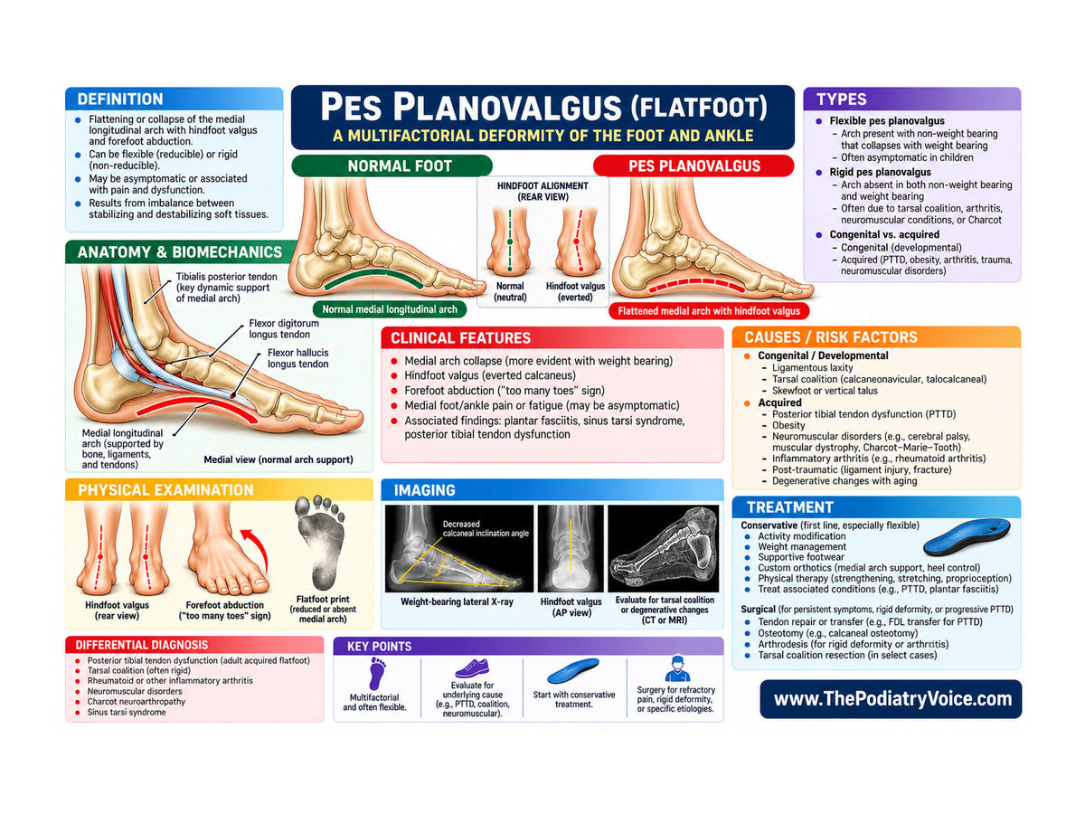Pes Planovalgus patient education poster for podiatry clinics