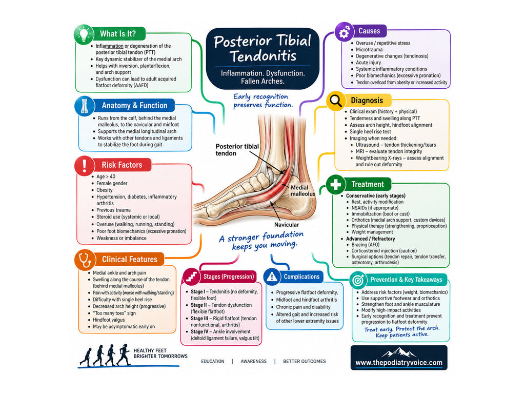 Posterior Tibial Tendonitis patient education poster for podiatry clinics