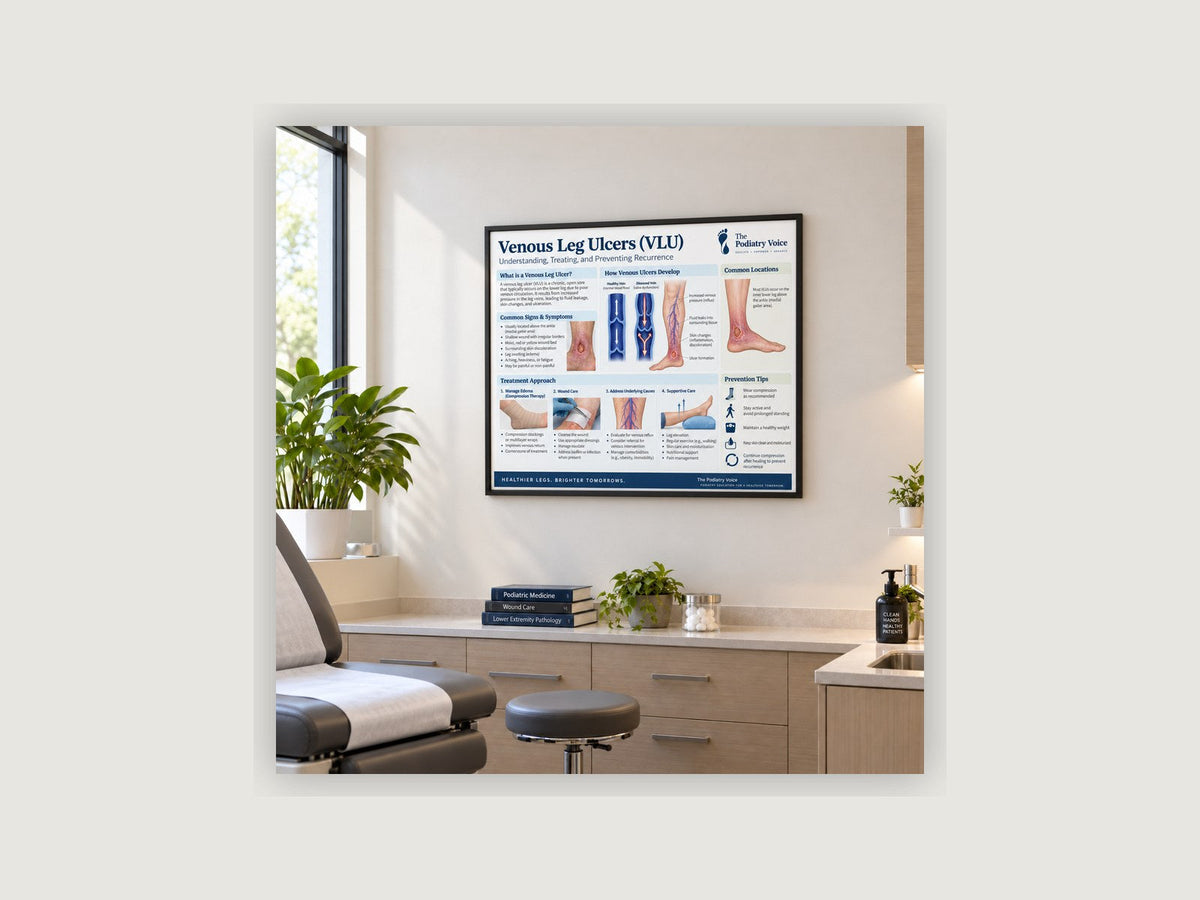 Predislocation Syndrome Clinical Reference patient education poster displayed on a podiatry exam room wall