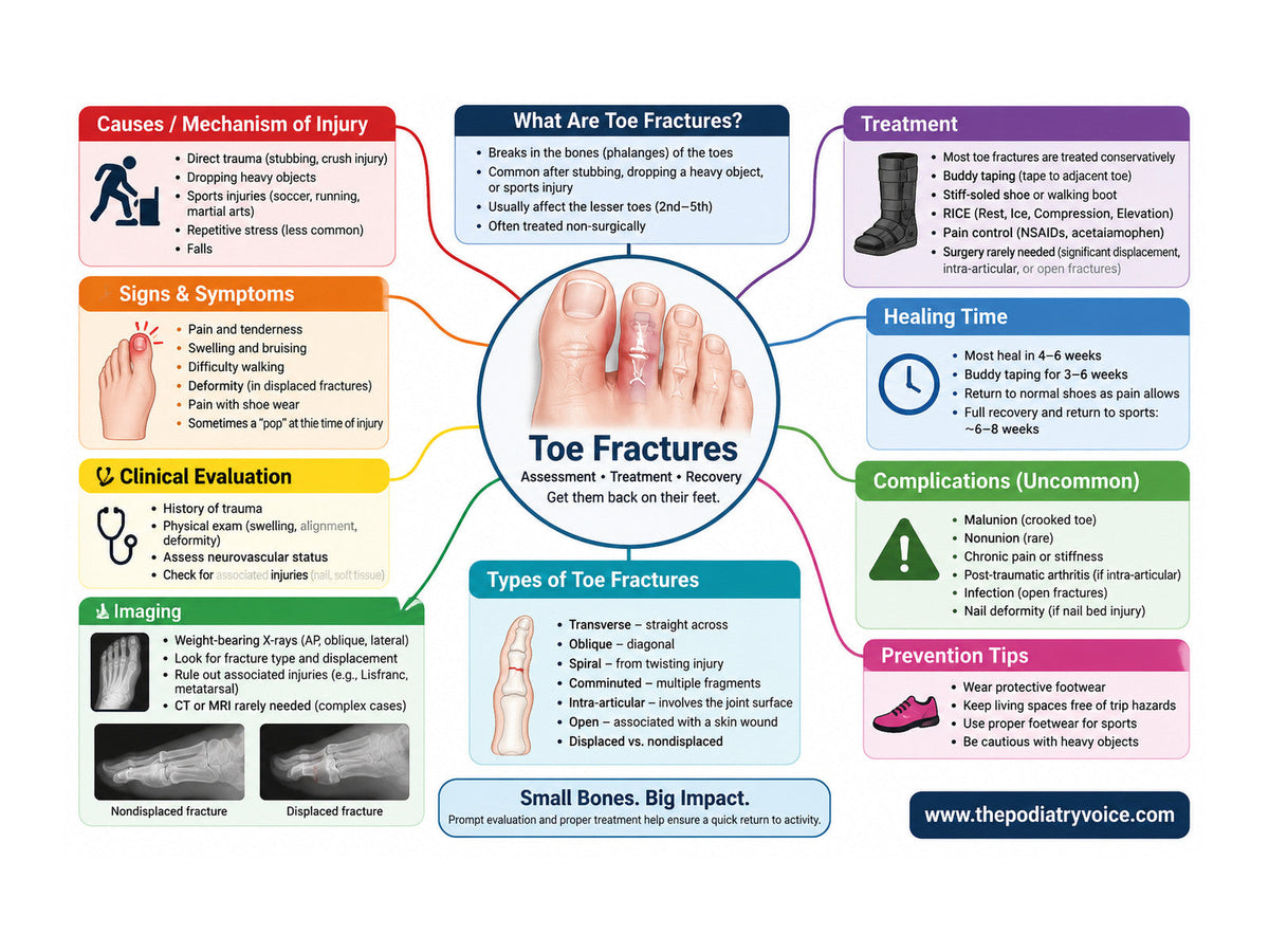 Toe Fracture patient education poster for podiatry clinics